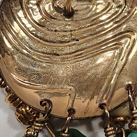 Rare Vintage Gold Tone Tabra "Celestial" Moon Face Pierced Dangle Earrings - Picture 6 of 8